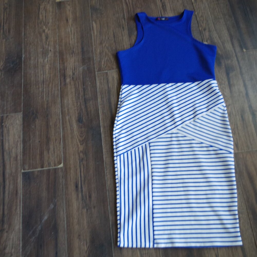 Vintage Blue Summer Stripped Dress High End